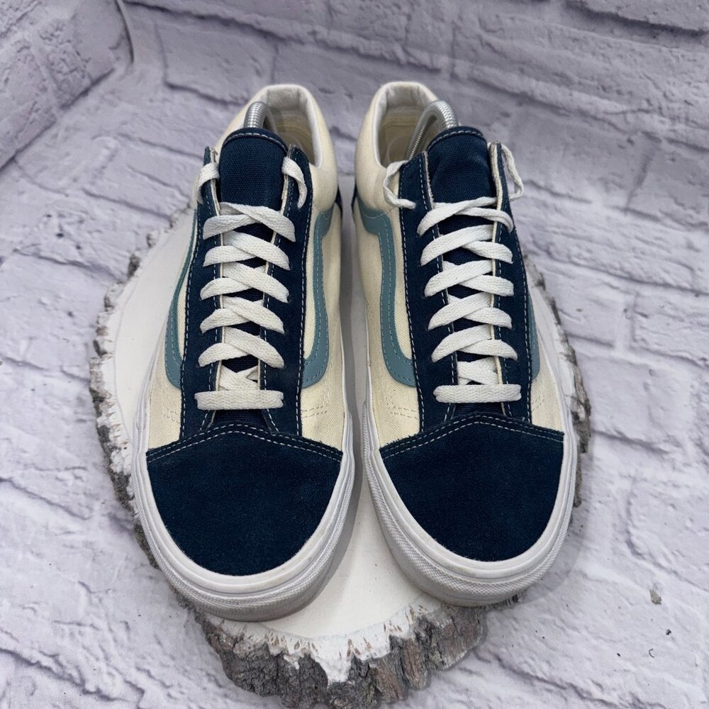 Vans OG Style 36 Blue Beige Men 9.5 Women 11 Skate Shoes Sneakers Retro - Picture 3 of 11